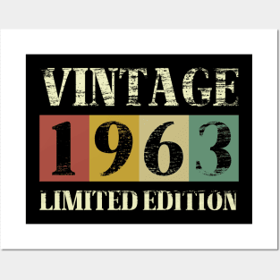 Vintage 60 Birthday Decorations Men 60th BDay 1963 Birthday Posters and Art